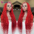 Оптовые красные кружевные фронт -девственные волосы бразильские парики